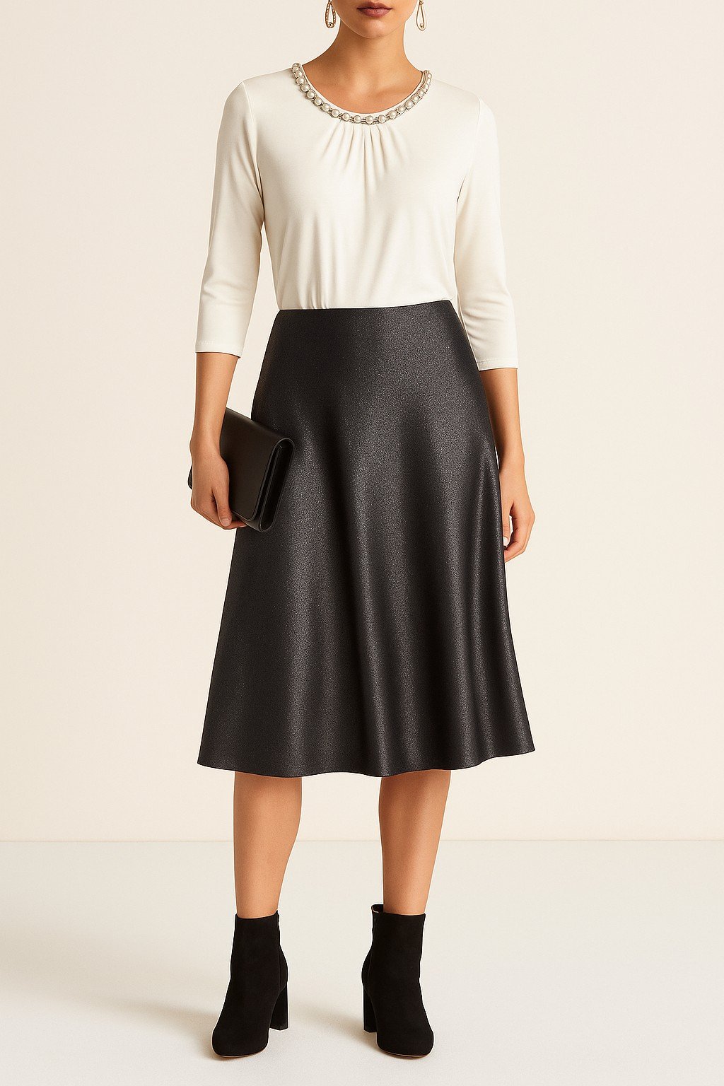 Faux Pearl Embellished Top styled for dinner
