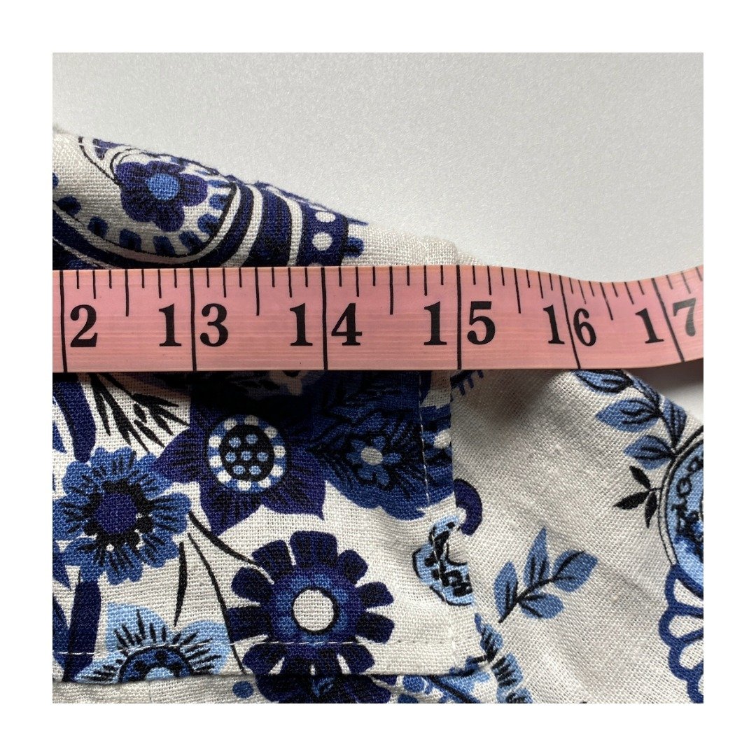 Jones New York Women’s Linen Paisley Blazer Blue White Cropped XS, Preowned - Image 13