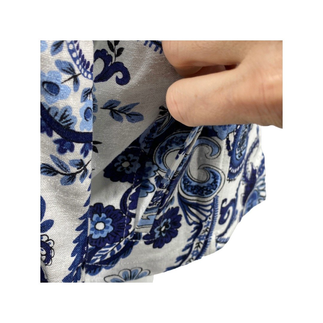 Jones New York Women’s Linen Paisley Blazer Blue White Cropped XS, Preowned - Image 5