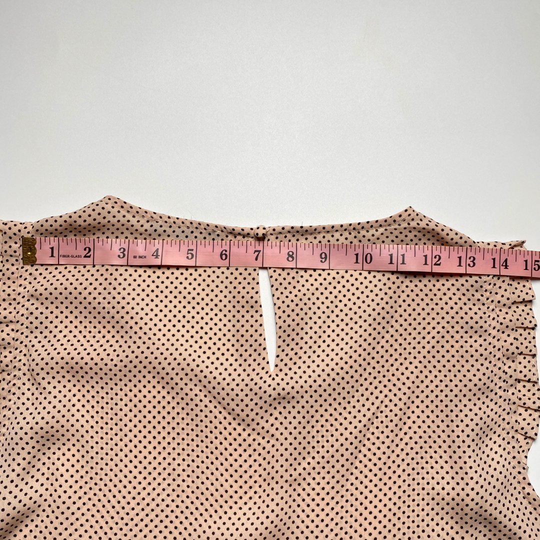 Adrianna Papell Women Polka Dot Blouse Medium Ruffle Sleeve Tan Office Top, Preowned - Image 12