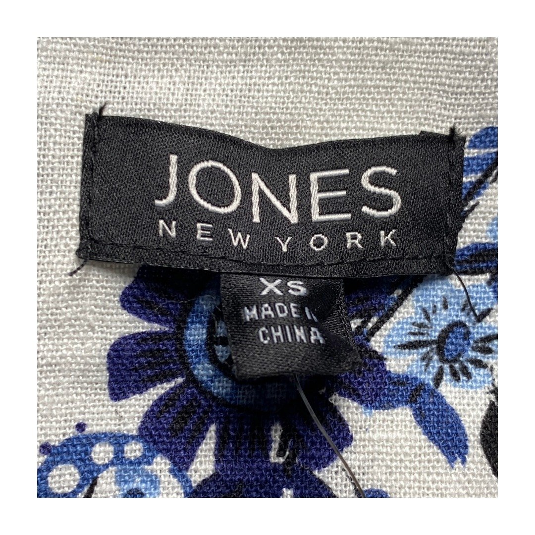 Jones New York Women’s Linen Paisley Blazer Blue White Cropped XS, Preowned - Image 6