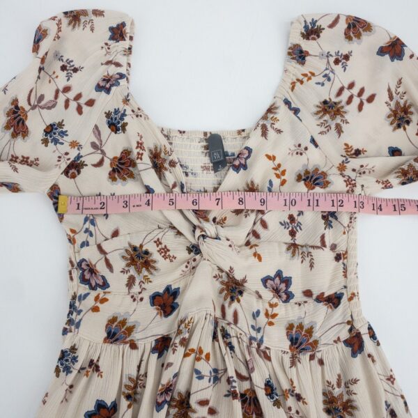 Alya Floral Top Knotted Ruffle Stretch Long Sleeve V-Neck Bohemian Blouse Rayon - Image 7