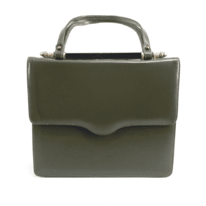 Vintage Handbag Purse Forest Green Gold Accents Zipper Pocket Inside 9" X 8" X 3