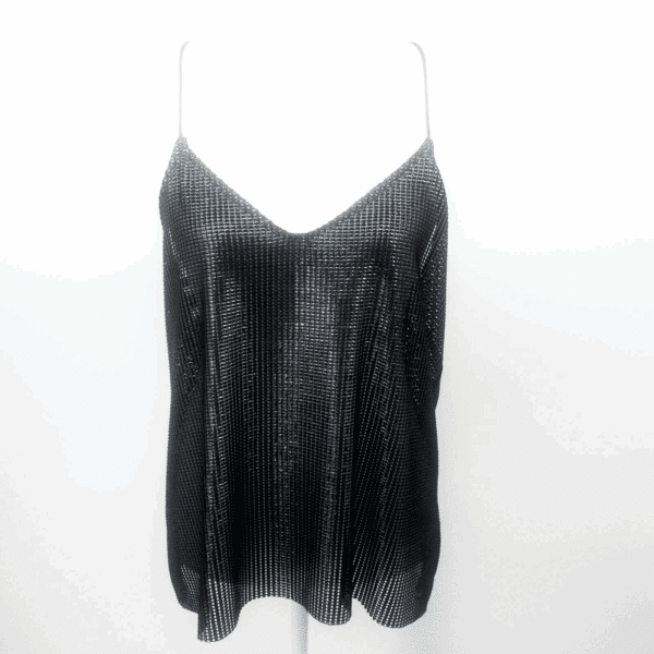 Zara Womens Camisole Cami Top Black Textured Spaghetti Strap V Neck L