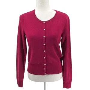 White House Black Market Womens Red Cardigan Small Pearl Button NWT