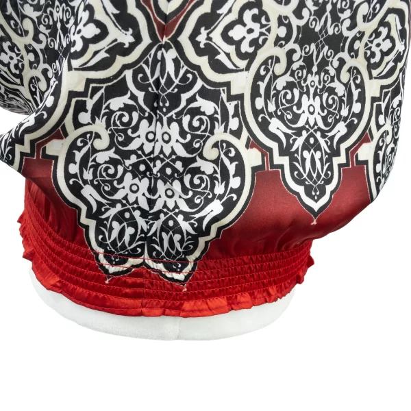 Paisley Smocked Blouse - Stylish Short Sleeves in Vibrant Red & Black - Image 6