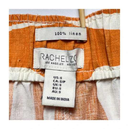 Rachel Zoe Women Linen Zebra Stripe Pant Set Orange White Top L Pants S, Preowned - Image 9