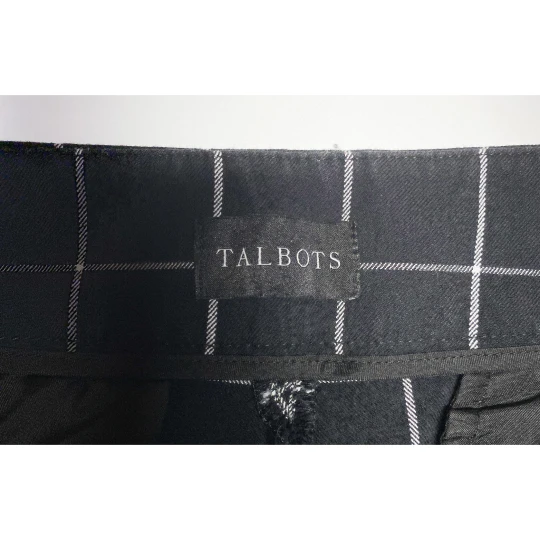 Talbots Chatham Ankle Pants Size 8 Black White Windowpane Plaid Stretch, Preowned - Image 5