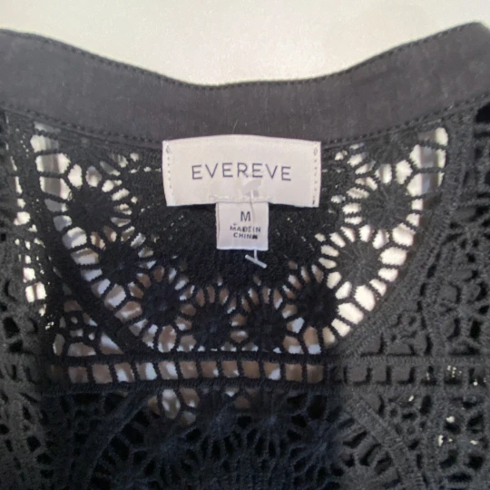 Chic Evereve Crochet Lace Top Black Button Front Blouse - Image 8