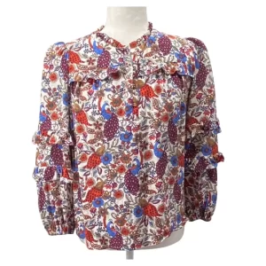 Loft Peacock Floral Blouse Cottagecore