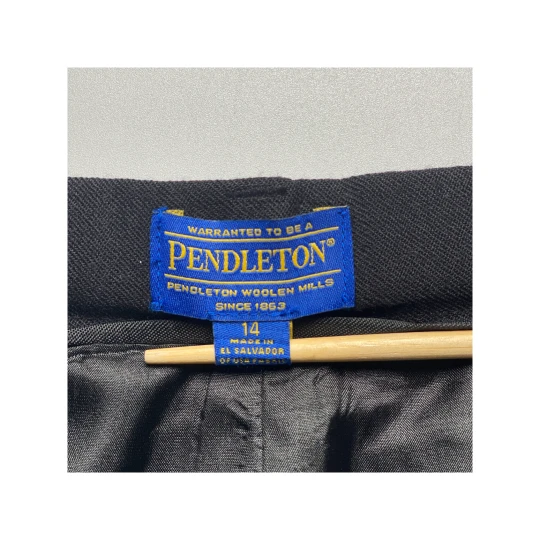 Pendleton Black Wool Pants Women Size 14 Lined Straight Leg Career, Preowned - Image 3