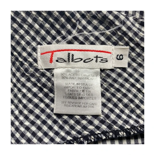 Talbots Women Gingham Maxi Dress Size 6 Black White Sleeveless USA Made, Preowned - Image 6