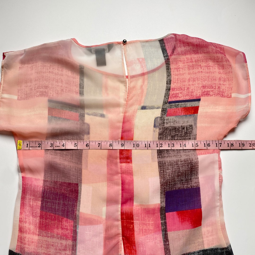 White House Black Market Women XS Fields of Color Sheer Blouse Cami, Preowned - Image 4