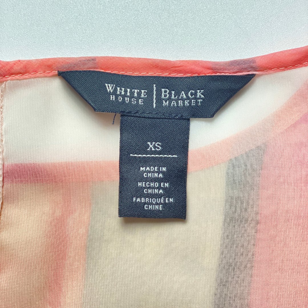 White House Black Market Women XS Fields of Color Sheer Blouse Cami, Preowned - Image 3