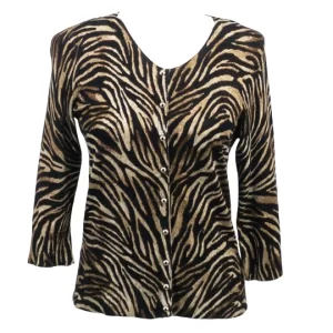 White House Black Market Leopard Print Cardigan Snap Front
