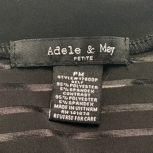 Women’s Petite Black Button-Up Blouse Adele & May Sheer Stripe Roll Tab Sleeve PM - Image 8