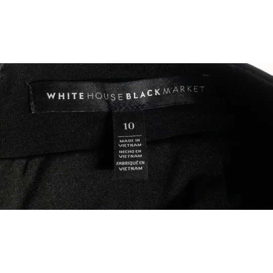 White House Black Market Black Skirt Black Plaid Front Panel Soft Size 10, Preowned - Image 6