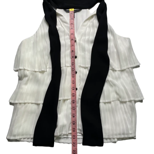 Elegant WHBM Tie-Neck Pleated Blouse Office Chic Tiered Top - Image 11