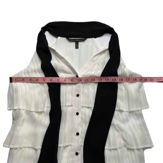 Elegant WHBM Tie-Neck Pleated Blouse Office Chic Tiered Top - Image 12